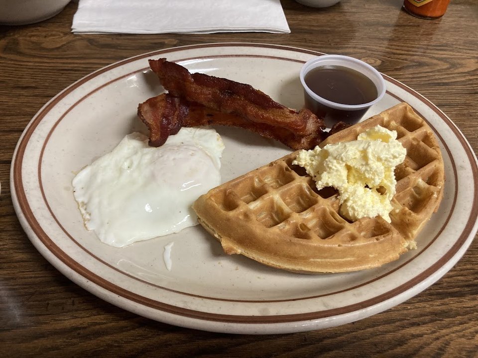 Waffle and Eggs and Sausage Links